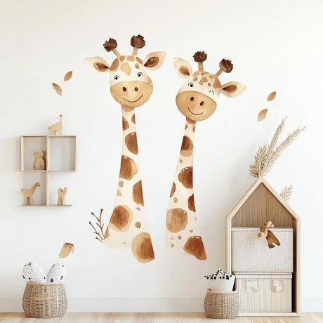 Playful Giraffe Wall Sticker | Watercolor Minimalist Décor | Adorable Animal Decal | Kids Room Vinyl Art | Eco-Friendly Peel and Stick