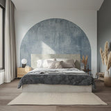 Textured Muted Blue Half Circle Wall Decal | Modern Bed Headboard Accent Sticker | Minimalist Peel and Stick Wall Art | Bedroom Decor - Decords