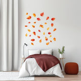 Autumn Leaves Wall Decal | Set of 25 Fall Leaf Stickers | Removable Seasonal Wall Art for Bedroom, Living Room, or Office Decor - Decords