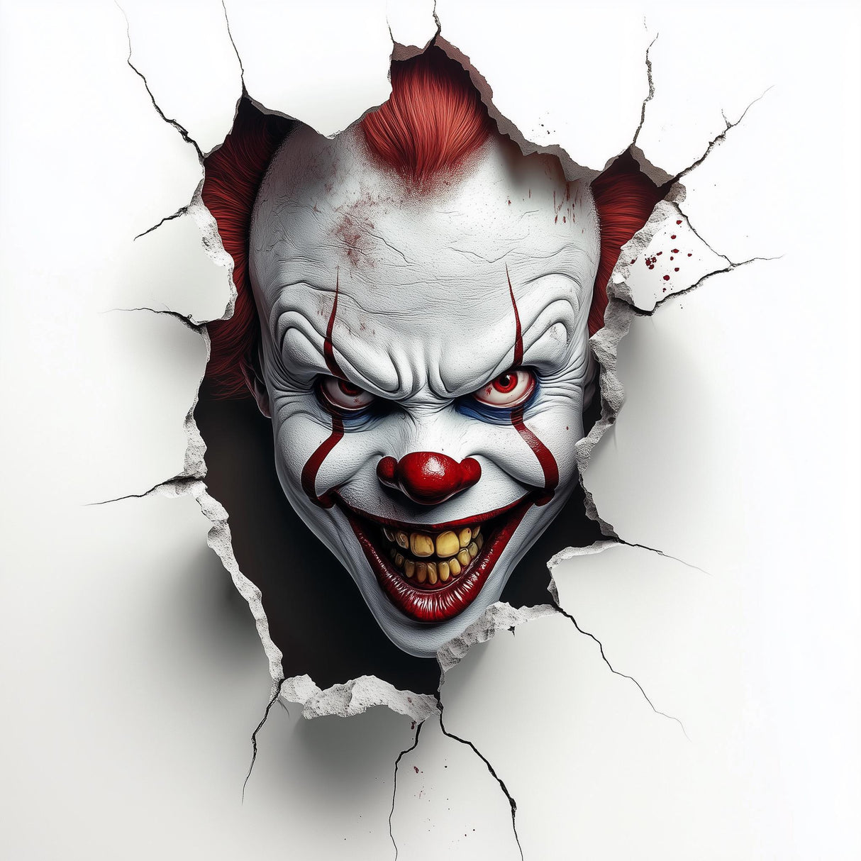 3D Evil Clown Wall Sticker | Scary Breakthrough Clown Crack Porthole Decal | Halloween Horror Wall Art Decor - Decords