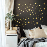 Gold Stars Wall Decals | Sparkles Star Stickers for Bedroom, Nursery, Living Room | Removable Night Sky Wall Art | Modern Celestial Decor - Decords