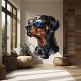 Rottweiler with Sunglasses Wall Decal | Cool Dog Wall Art | Removable Pet Wall Sticker | Quirky Puppy Themed Room Decor for Living Kids Room - Decords