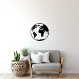 Globe Wall Decal | Minimalist World Map Black Sticker | Modern Earth Wall Art for Living Room, Office, or Classroom Decor Line Art - Decords