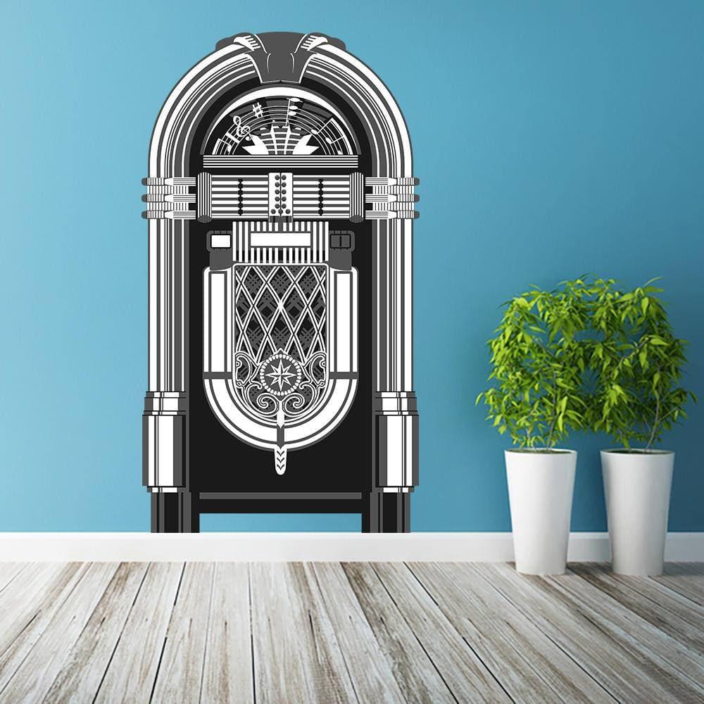Jukebox Art Wall Print Sticker Decor - Old Music Box Song Party Jdm Die Cut Juke Vinyl Decal- In 90s Vintage Funny Record Retro Room Label - Decords