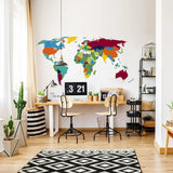 Large World Map Wall Decal - Sticker For Bedroom Playroom Boys Room Mural Decor - Art Of Home Removable Vinyl Peel Stick Decals Stickers - Decords