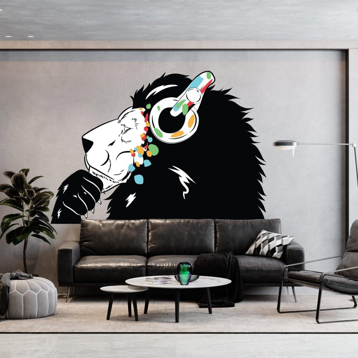 Lion Theme Wall Stickers, Groove Decals for Kids, Animal Escape Artwork -  24 x 16 / Left side (Original)