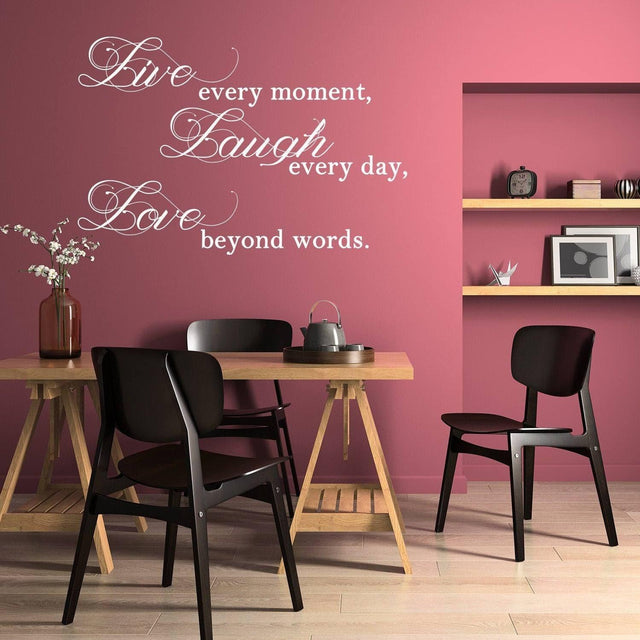 Live Laugh Love Sticker - Quote Art Mac Wall Stickers - Quotes Window Words Life Vinyl Decal - Laptop Positive Inspiration Family Bedroom - Decords