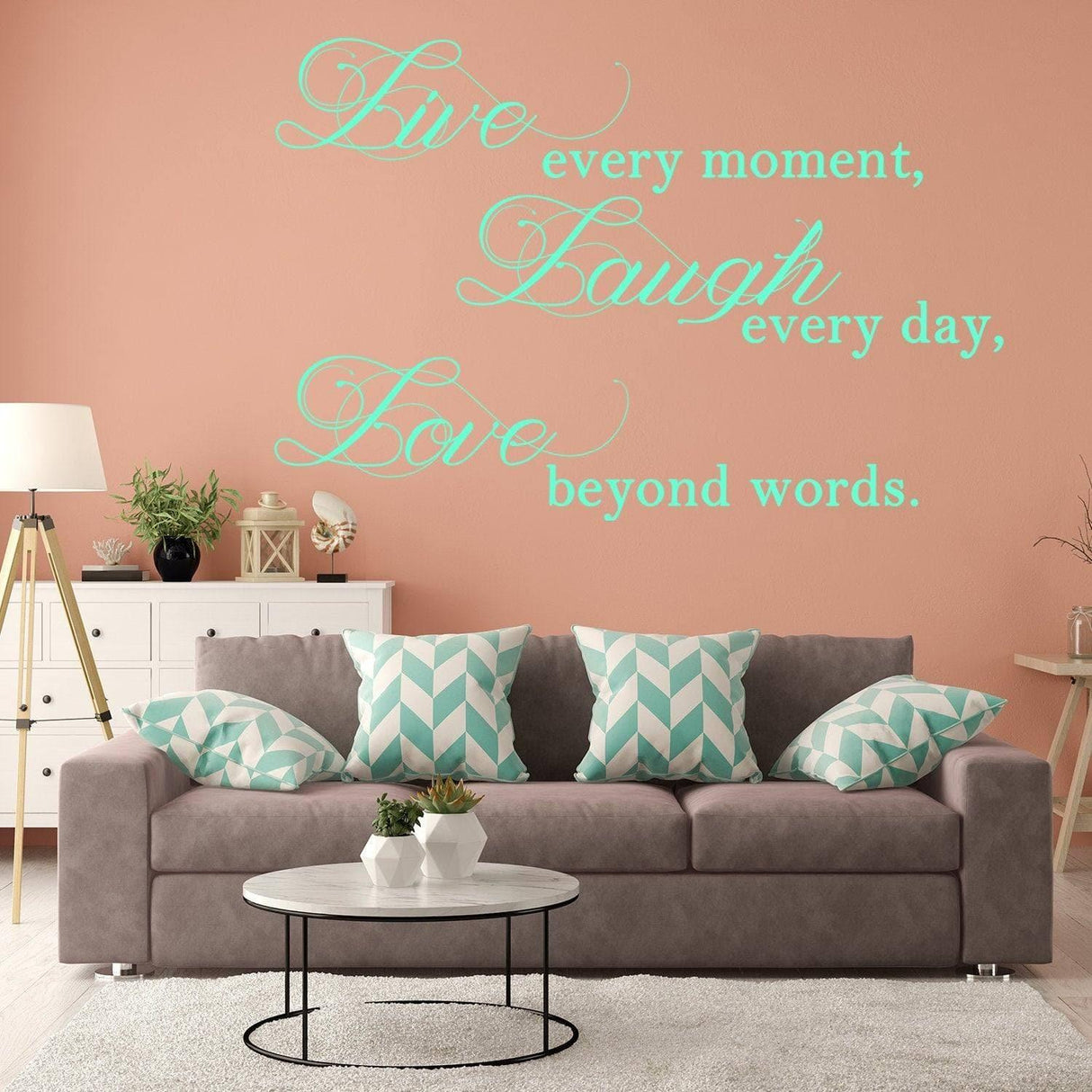 Live Laugh Love Sticker - Quote Art Mac Wall Stickers - Quotes Window Words Life Vinyl Decal - Laptop Positive Inspiration Family Bedroom - Decords