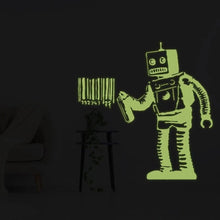 Load image into Gallery viewer, Luminescent Barcode Robot Glow In The Dark Wall Decal - Decords
