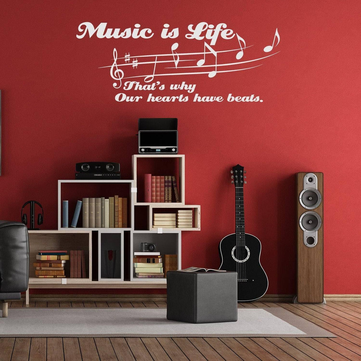 Music Is My Life Quote Wall Sticker - Art Decor Gift Note Notes Quotes Vinyl Decal - Room Inspirational Motivational Musical Saying Decals - Decords