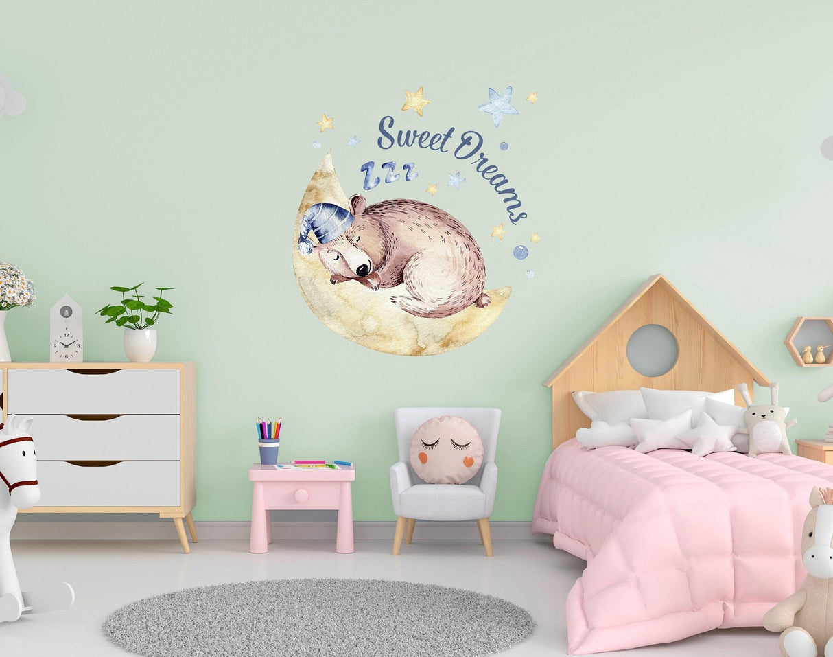Nursery Cloud Dream Wall Sticker - Baby Animal Decor Decal For Boy Girl Room - Toddler Infant And Newborn Kid Shower Moon Star Decoration - Decords