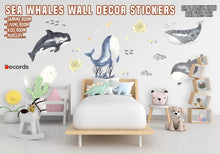 Load image into Gallery viewer, Ocean Whales Wall Sticker For Kids Room Decor - The Under Sea Life Baby Boy Nursery Decal - Fish Theme Classroom Peel And Stick Decoration - Decords
