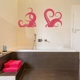 Octopus Tentacle Vinyl Wall Art Sticker - Bathroom Ocean Giant Sea Animal Lover Decor Die Cut Decal - Squid Life Creature Kraken Silhouette - Decords