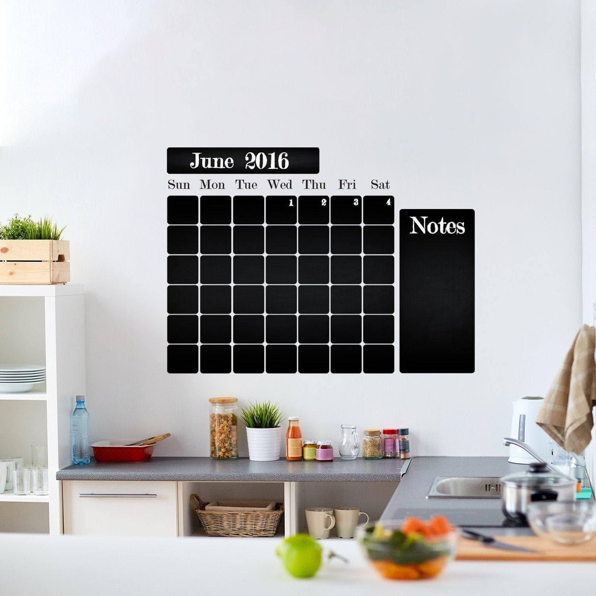 Office Calendar Chalkboard Vinyl Sticker - Editable Organizer Dry Erase Chalk Decal - Erasable Reusable Monthly Planner Blackboard Schdule - Decords