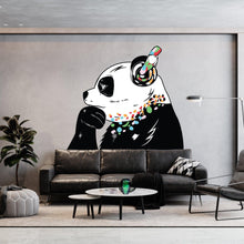Load image into Gallery viewer, Panda Wall Art Sticker - Thinking Dj Panda Bear Head Headphones Vinyl Decal - Funny Cool Graffiti Music Thinker Pandas Black Large Mural - Decords
