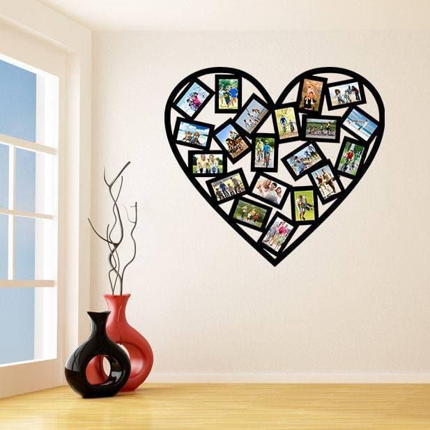 Picture Frame Wall Sticker - Photo Frames Vinyl Decal - Polaroid Family Planner Custom Heart Decals - Interior Room Decor Stickers Photos - Decords