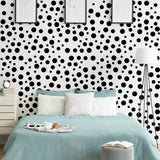 Polka Dots Wall Decals - Black Circle Wallpaper Vinyl Stickers For Girl Room Baby Kid Decor Bedroom - Peel Stick Nursery Toddler Decoration - Decords