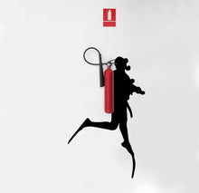 Load image into Gallery viewer, Scuba Diver Wall Sticker - Fire Extinguisher Deep Dive Silhouette Vinyl Gift Decal - Down Diving Happy Diver Art Creative For Office Mural - Decords
