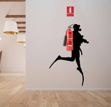 Load image into Gallery viewer, Scuba Diver Wall Sticker - Fire Extinguisher Deep Dive Silhouette Vinyl Gift Decal - Down Diving Happy Diver Art Creative For Office Mural - Decords
