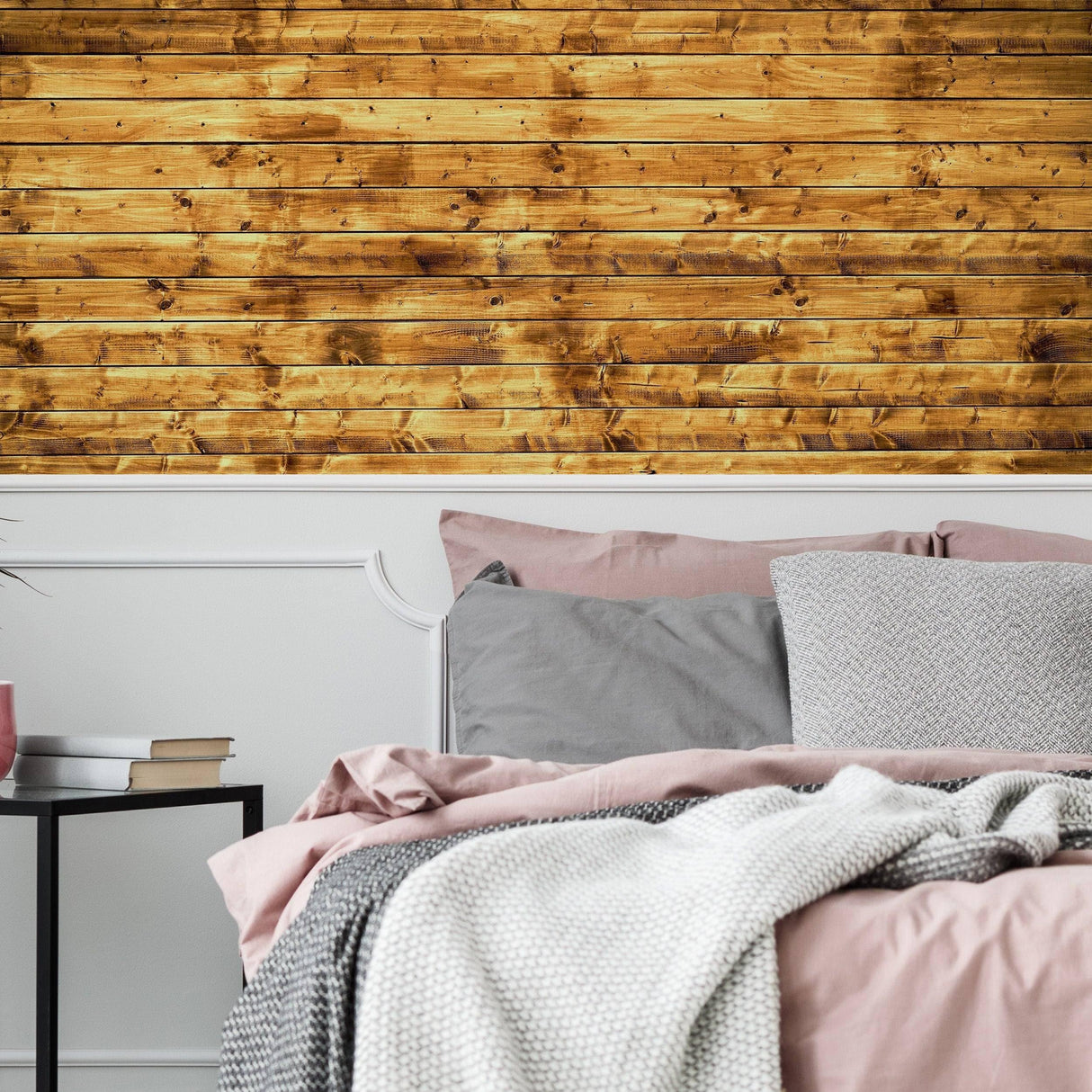 Shiplap Peel And Stick Wallpaper Sticker - Self Adhesive Contact Fake Wood Plank Wall Paper Decal - Removable Wooden Vinyl For Bedroom Room - Decords