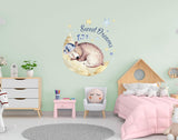 Sleeping Animal Nursery Wall Sticker - Sweet Dreams Cloud Kid Baby Room Decor Decal - Cute Toddler Teddy Bear Removable Bunny Children Decal - Decords