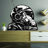 Thinking Astronaut Monkey Print Art Wall Sticker - The Thinker Chimp Space Astronauts Mural Decal - Astro Chimpanzee Spacemonkey With Helmet - Decords