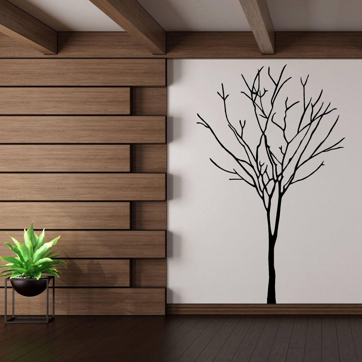 Tree Sticker Decal - Wall Birch Art Vinyl Nursery Stickers - Nature Botanical Trees Decals - Forest Decor Natural Big Winter Peel And Stick - Decords