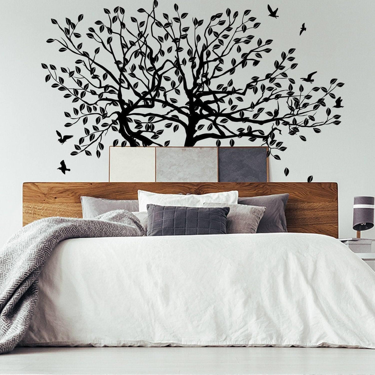Tree Wall Decal Sticker - Birch Art Vinyl Nursery Stickers - Nature Botanical Trees Decals - Forest Decor Natural Big Leaf Peel And Stick - Decords