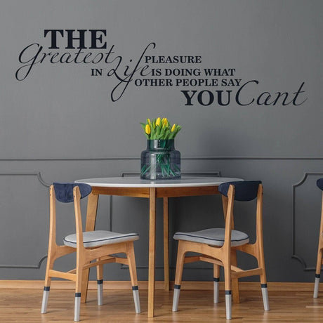 Wall Quotes Decal For Living Room Decor - Home Vinyl Sticker Quote Sayings - Large Motivational Classroom Positive Words Greatest Pleasure - Decords