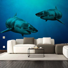 Load image into Gallery viewer, Wallpaper Shark Decor Sticker - 3d Underwater Ocean Wall Stickers Removable Decal - Under Sea Home Bedroom Adhesive Decorations Art Mural - Decords
