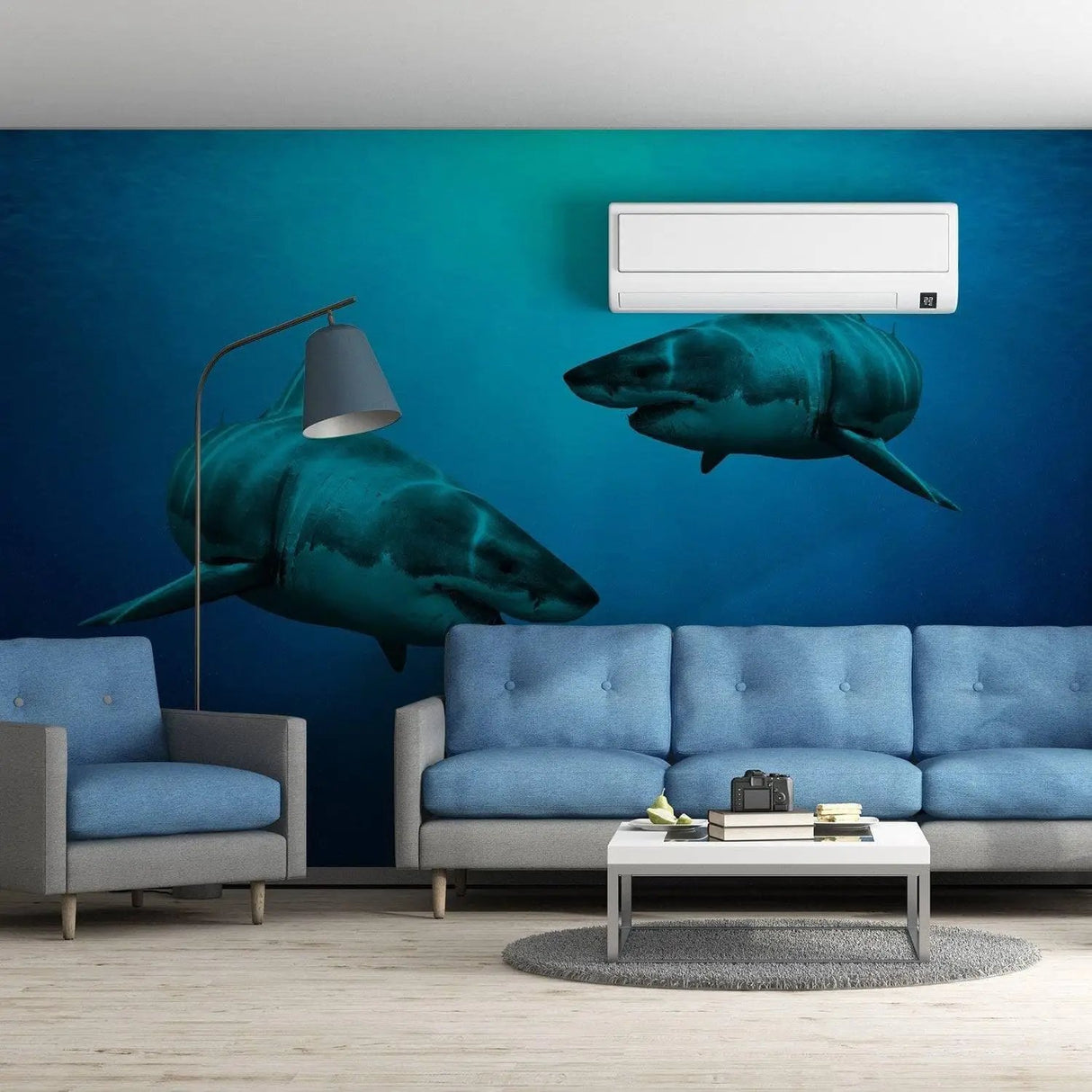 Wallpaper Shark Decor Sticker - 3d Underwater Ocean Wall Stickers Removable Decal - Under Sea Home Bedroom Adhesive Decorations Art Mural - Decords