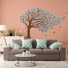 Load image into Gallery viewer, Windy Tree Wall Decal Vinyl Sticker - Nursery Art Decor Blossom Large Green Decals - Blowing Autumn Bending Swaying Baby Blown Stickers - Decords
