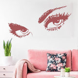 Woman Eye Vinyl Wall Sticker - Art Lash Face Girl Eyelash Decor Beauty Salon Decal - Pretty Sexy Beautiful Women Black Silhouette Mural - Decords