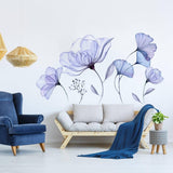 3D Blue Blossom Wall Decal - Elegant Floral Vinyl Sticker Mural - Decords