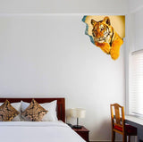 3D Tiger Porthole Wall Decal: Captivating Optical Illusion for Bedroom Décor - Decords