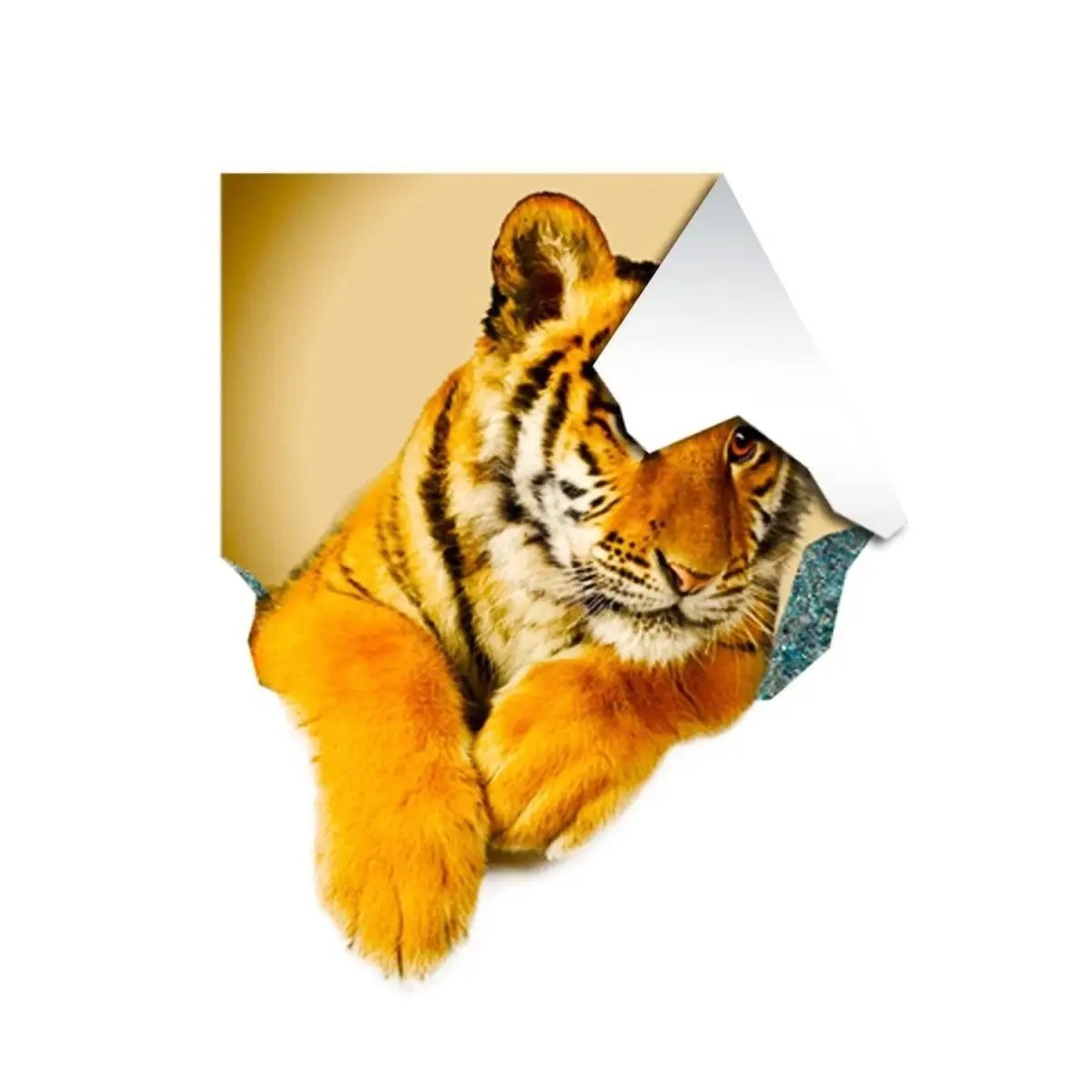 3D Tiger Porthole Wall Decal: Captivating Optical Illusion for Bedroom Décor - Decords