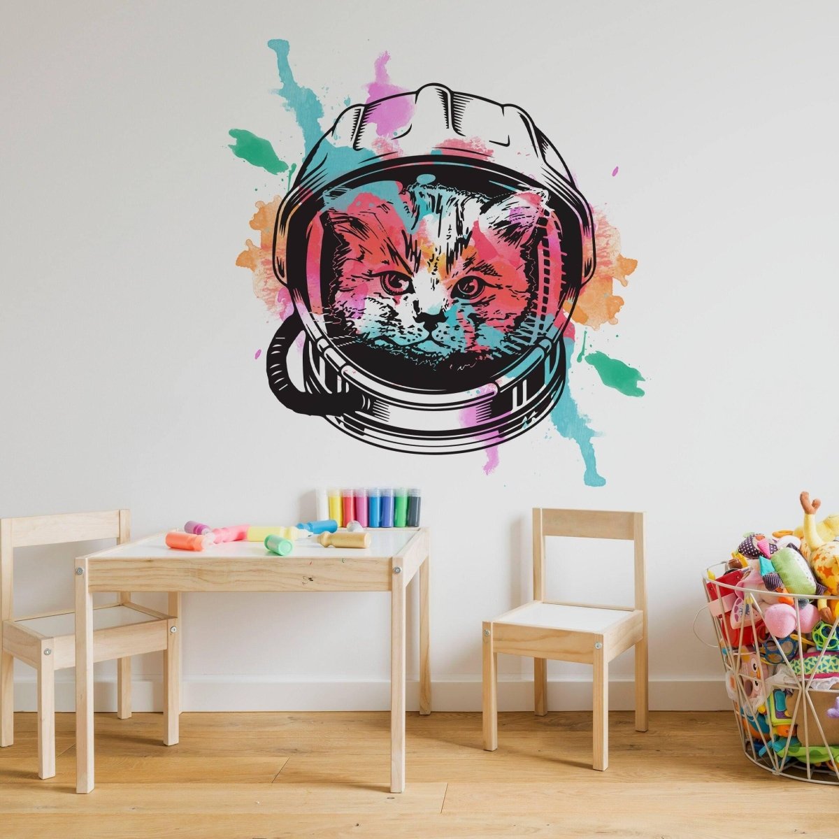 Astronaut Kitty Wall Decal - Whimsical Space Cat Decor - Decords