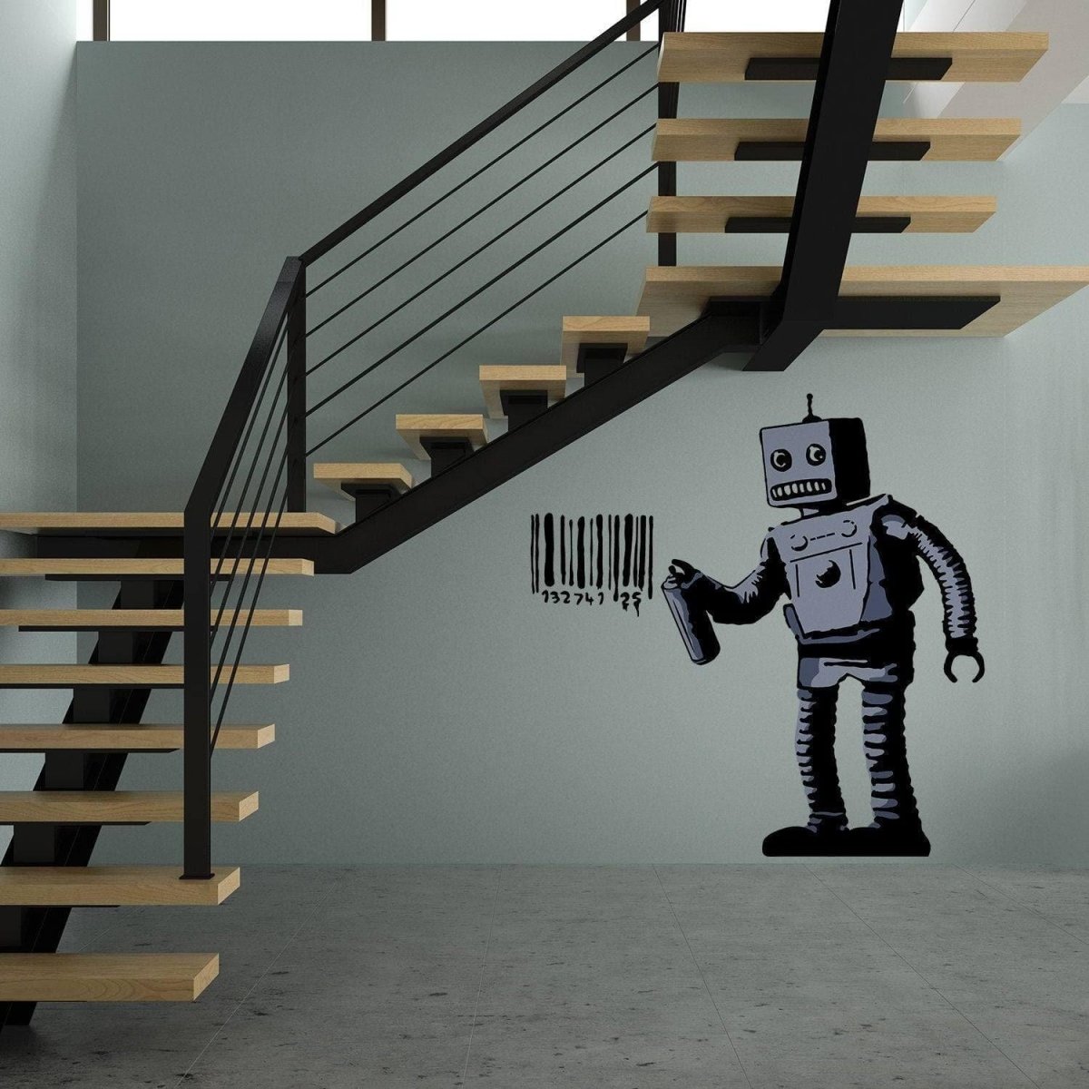Barcode Robot Wall Vinyl Sticker - Urban Street Art Decal - Decords