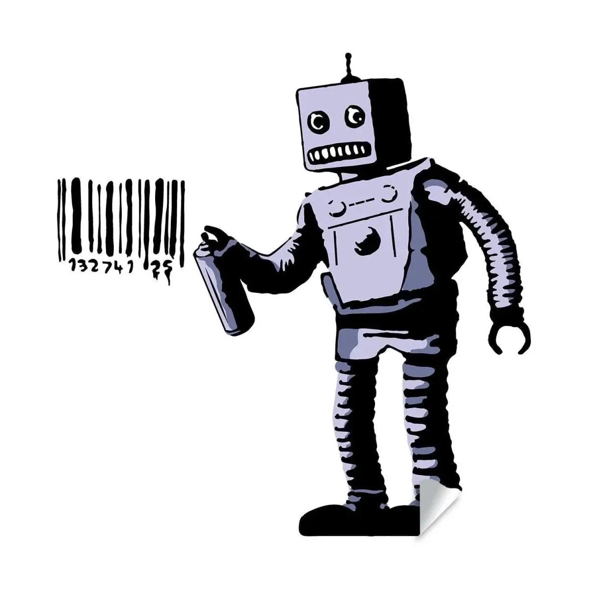 Barcode Robot Wall Vinyl Sticker - Urban Street Art Decal