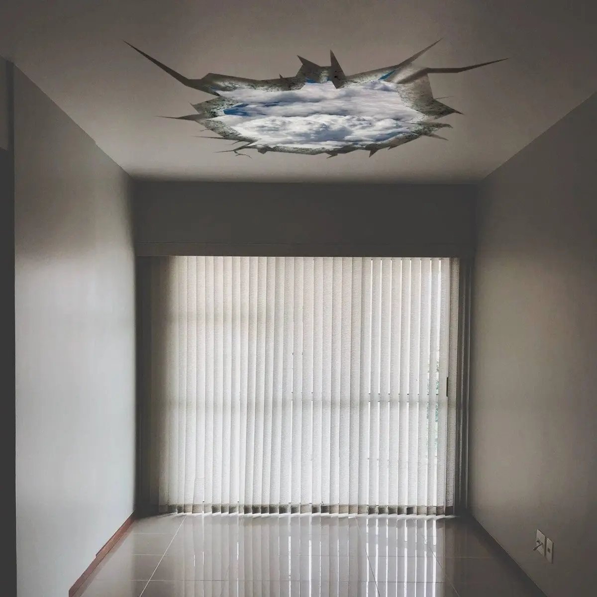 Breathtaking Sky Cracked Illusion - 3D Ceiling Sticker - Decords