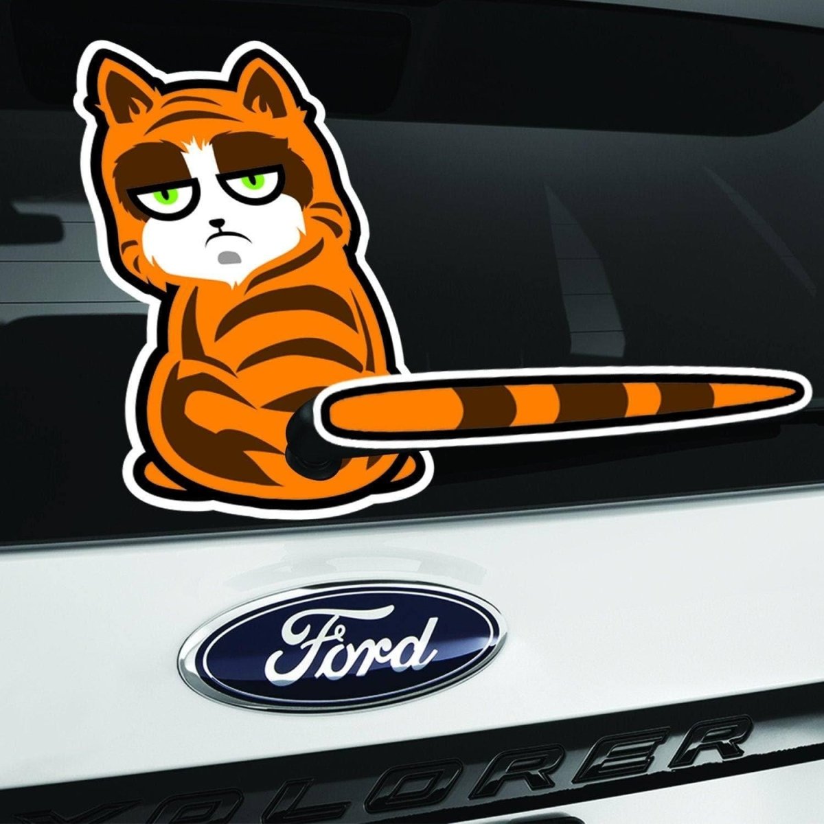 Cat-Tastic Rear Window Car Decal: Playful Perforated Feline Wiper Sticker - Decords