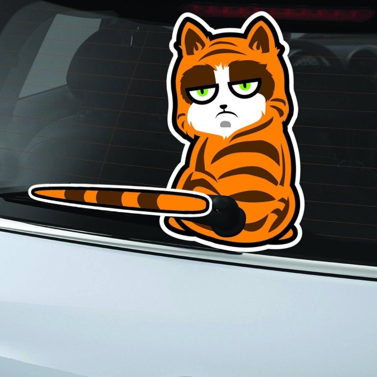 Cat-Tastic Rear Window Car Decal: Playful Perforated Feline Wiper Sticker - Decords