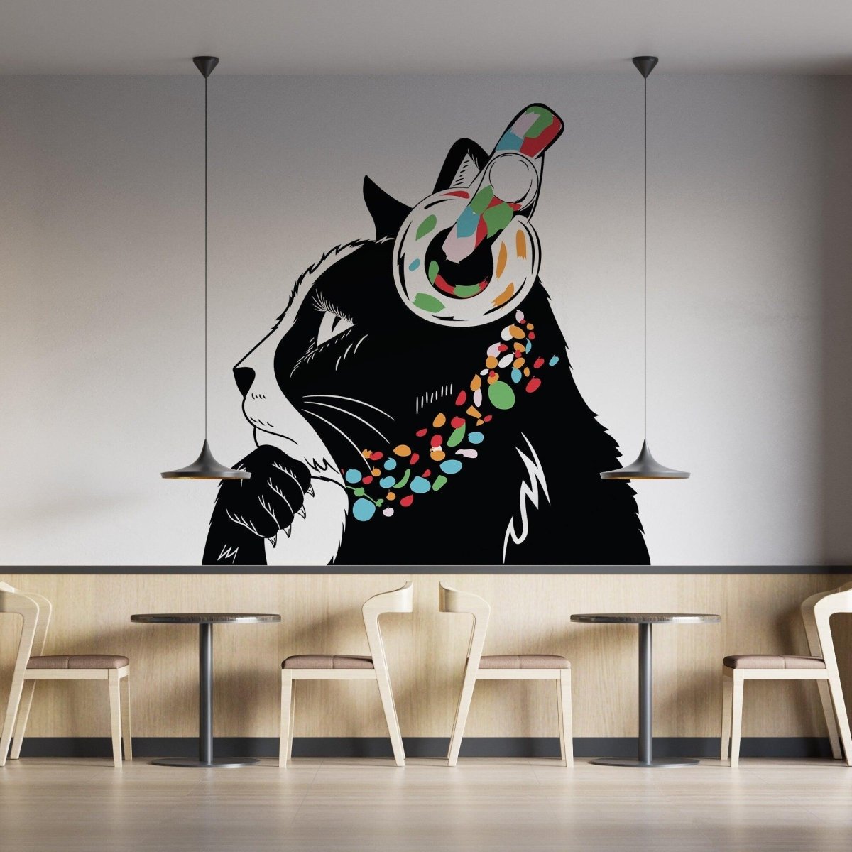 Contemplative Feline Wall Decal - Inspired by Urban Art - Decords