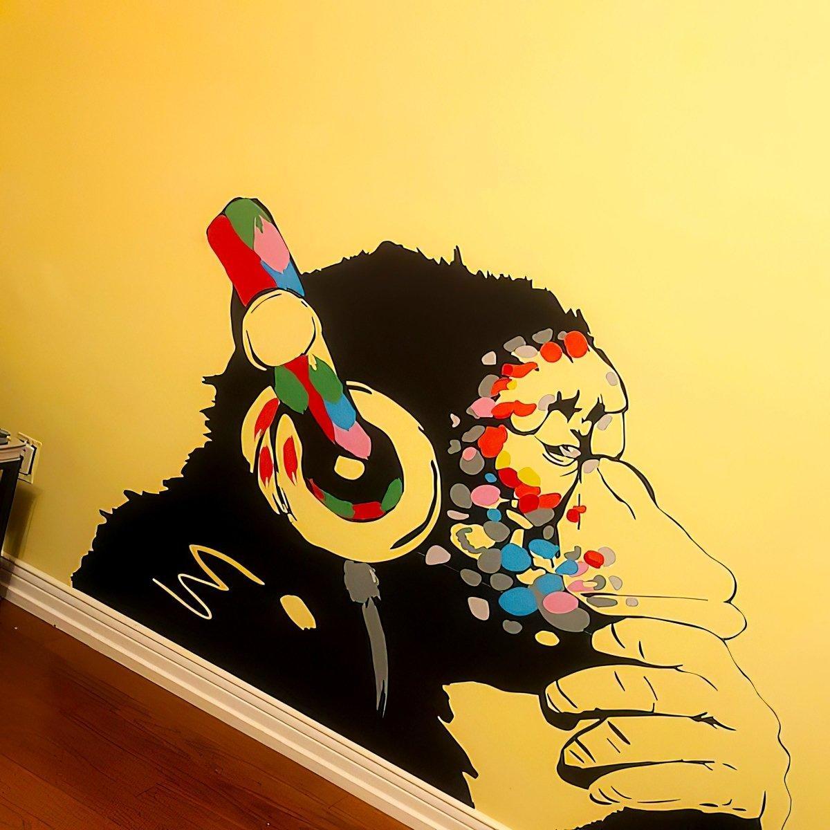 Cool Thinking Monkey Wall Sticker - DJ Chimp Graffiti Decal – Decords