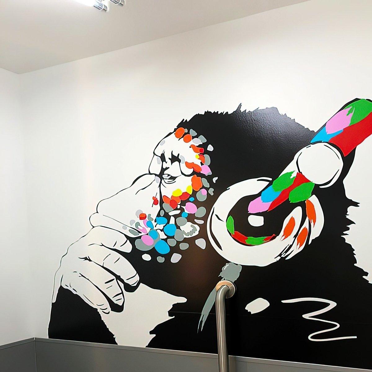 Cool Thinking Monkey Wall Sticker - DJ Chimp Graffiti Decal