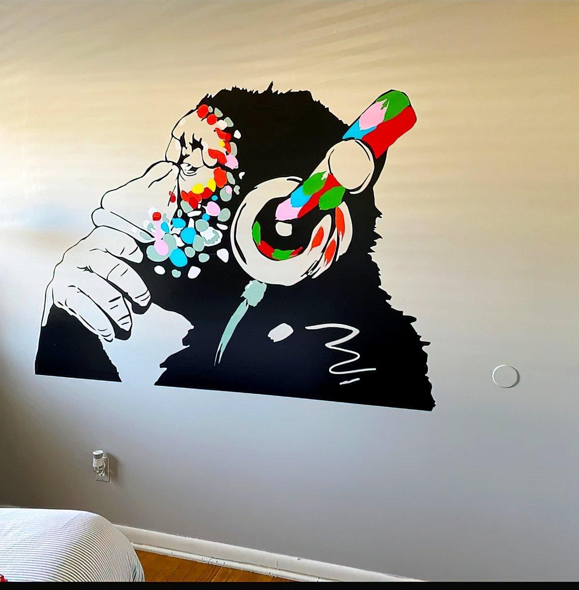 Cool Thinking Monkey Wall Sticker - DJ Chimp Graffiti Decal – Decords