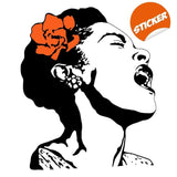 Elegant Art Decal: Singing Woman with Flower - Decords