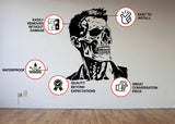 Elegant Skull Wall Decal: Sophisticated Halloween Skeleton Face Vinyl Art - Decords