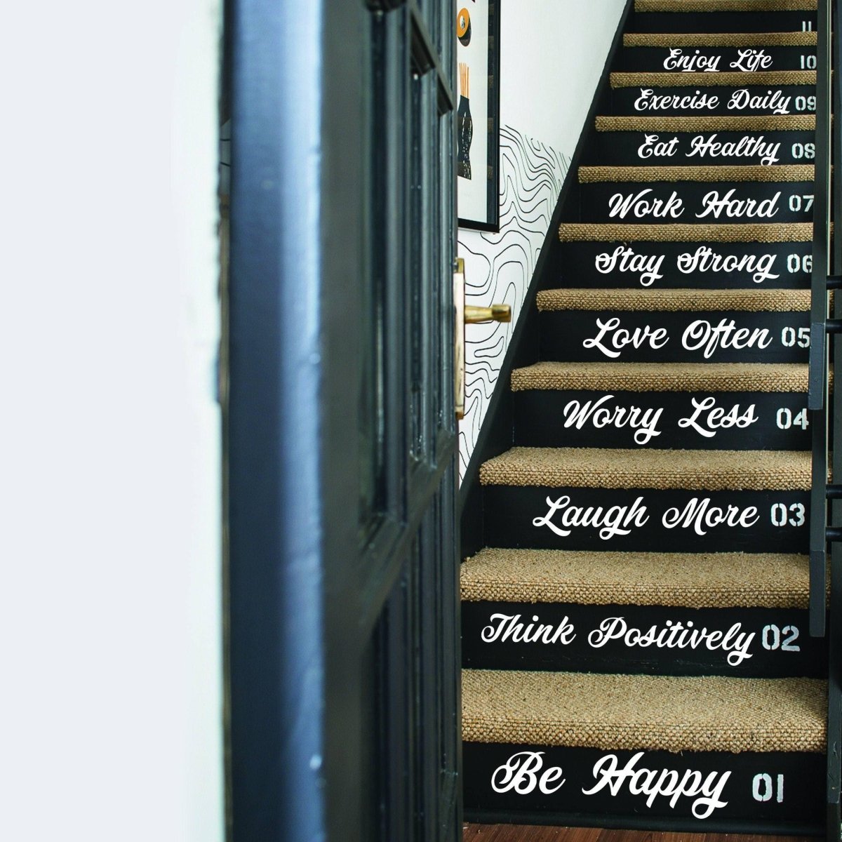 Stair Riser Step Quotes Vinyl Decals - Home Stairway Stickers