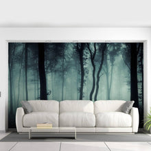 Load image into Gallery viewer, Enchanted Forest Wall Art: Night Tree Fog Mural - Decords
